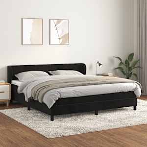 Box spring postel s matrací černá 180x200 cm samet - obrázek 1