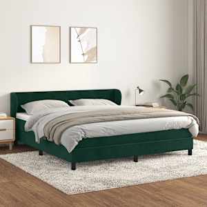 Box spring postelja z vzmetnico temno zelena 180x200 cm žamet