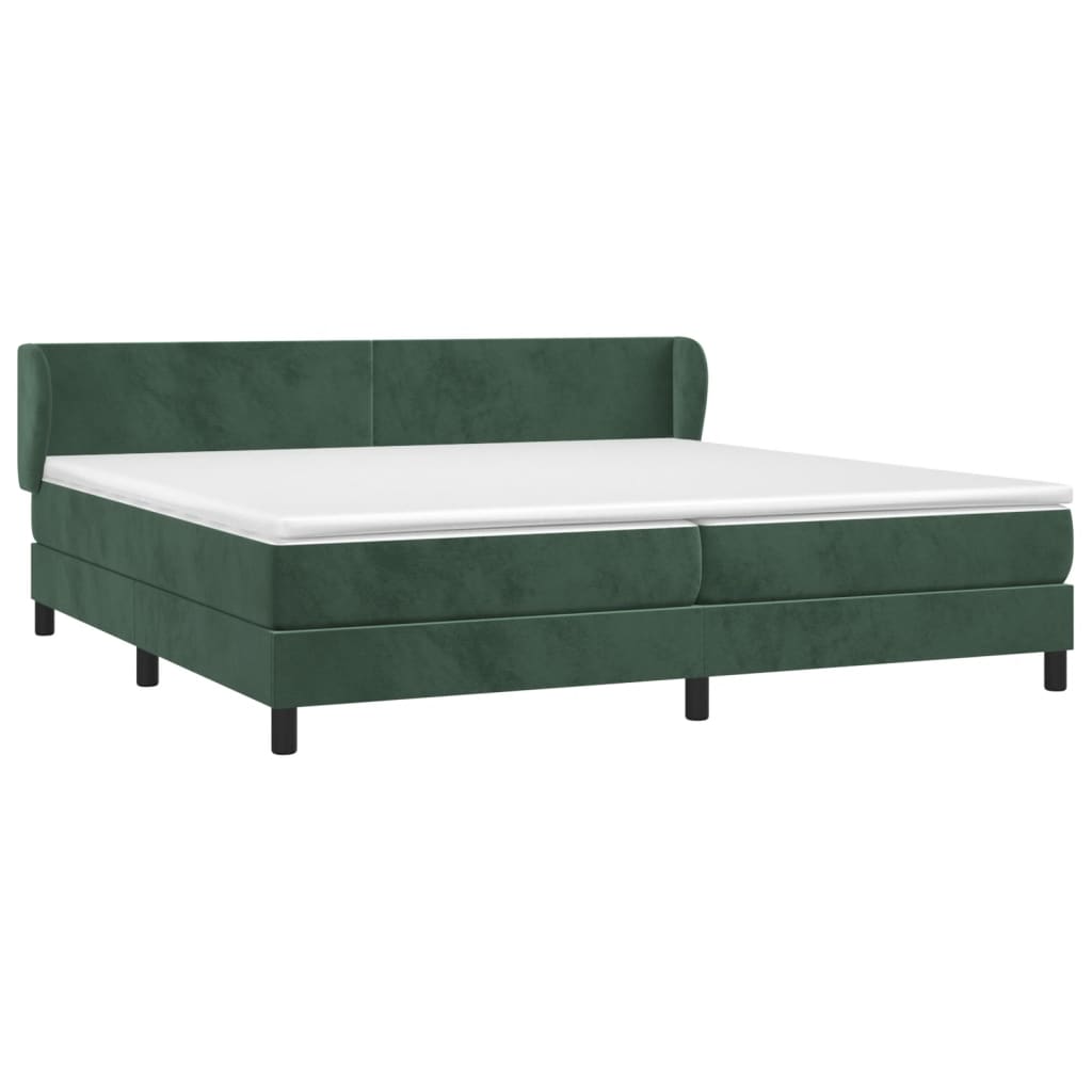 Box spring postelja z vzmetnico temno zelena 200x200 cm žamet