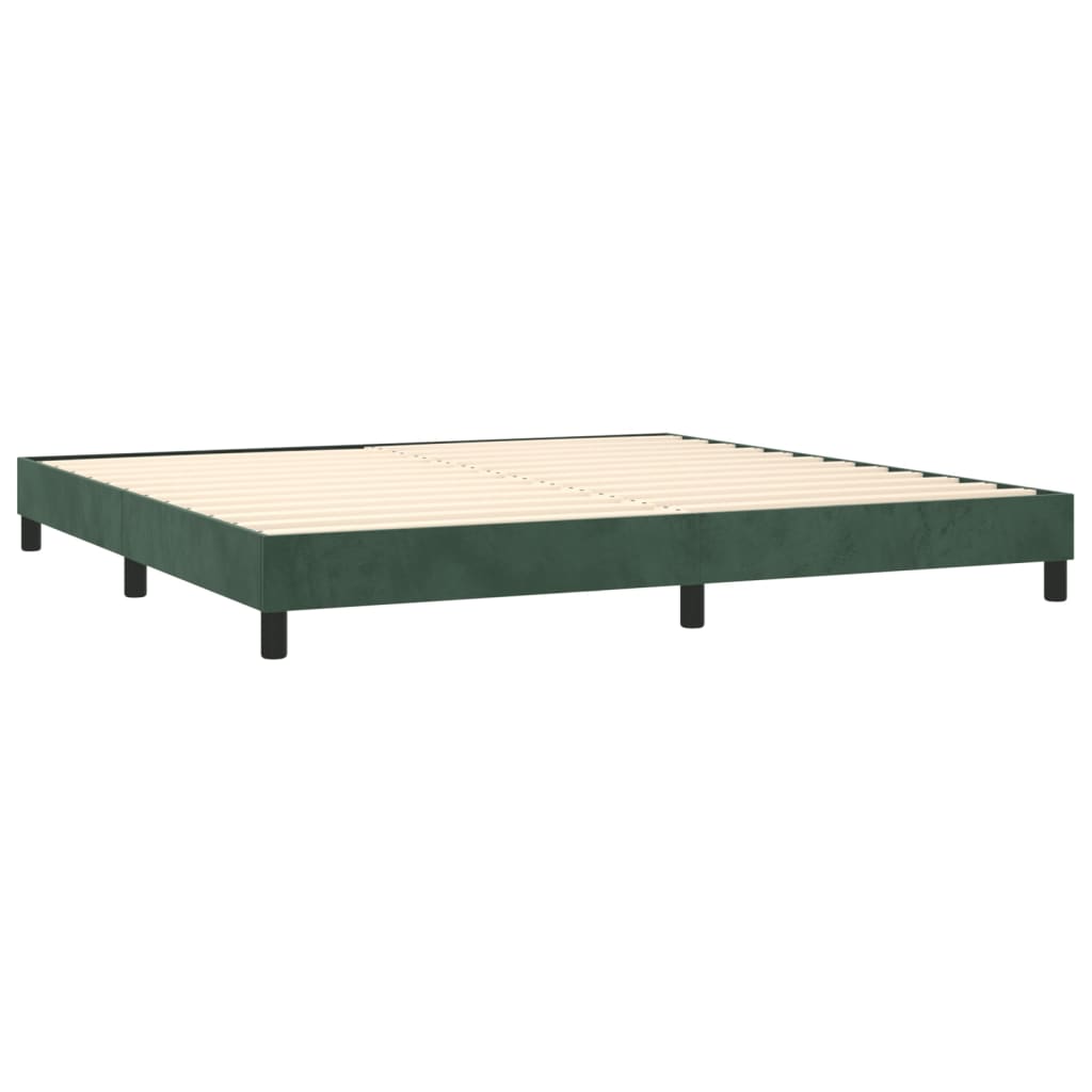 Box spring postelja z vzmetnico temno zelena 200x200 cm žamet