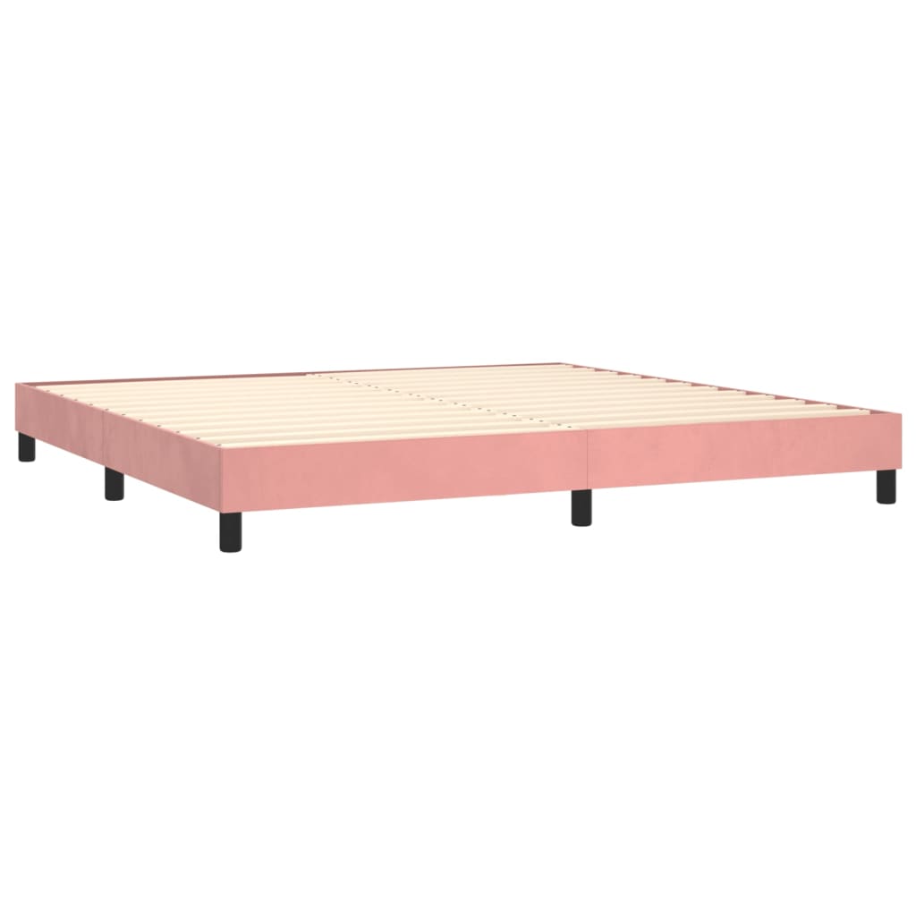 Box spring postelja z vzmetnico roza 200x200 cm žamet