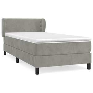Box spring postel s matrací světle šedá 80 x 200 cm samet - obrázek 2
