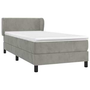 Box spring postel s matrací světle šedá 80 x 200 cm samet - obrázek 3