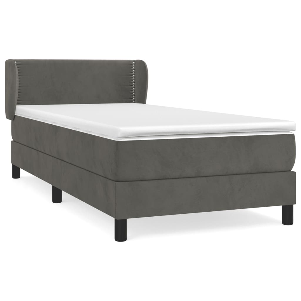 Thumbnail - vidaXL Boxspringbett mit Matratze Dunkelgrau 90x190 cm Samt