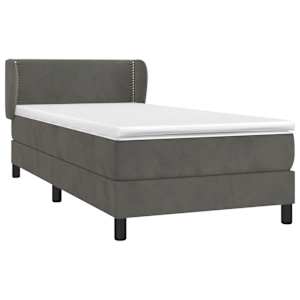 Box spring postel s matrací tmavě šedá 90x190 cm samet - obrázek 3