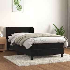 Box spring postel s matrací černá 90x190 cm samet - obrázek 1