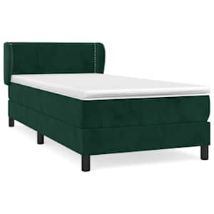 Box spring postel s matrací tmavě zelená 90x190 cm samet - obrázek 2