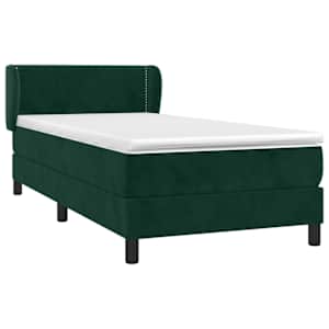 Box spring postel s matrací tmavě zelená 90x190 cm samet - obrázek 3