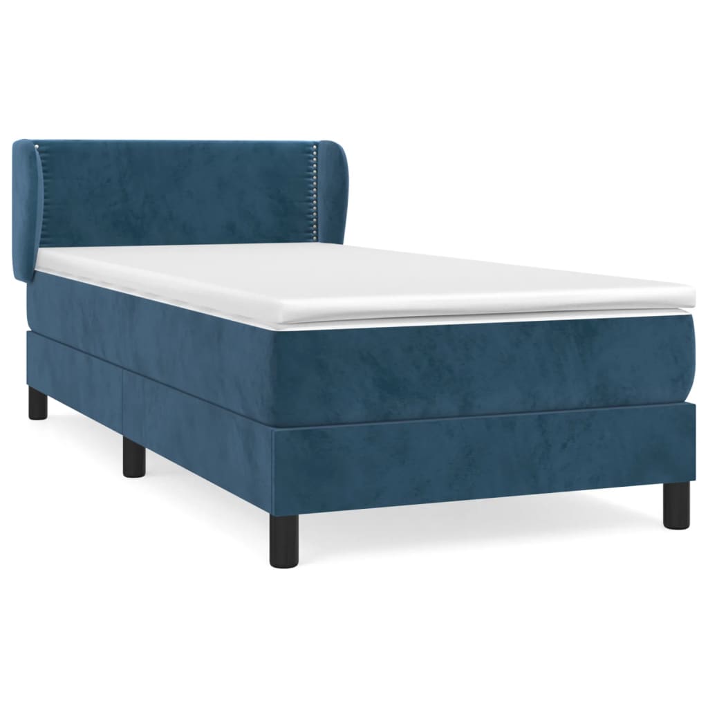 VidaXL Κρεβάτι Boxspring με Στρώμα Σκούρο Μπλε 90x190 εκ. Βελούδινο