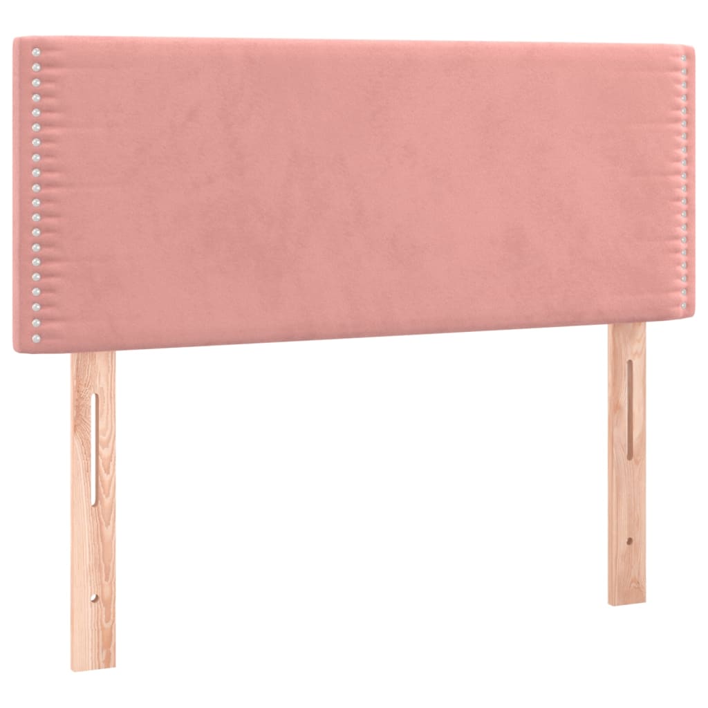 rózsaszín bársony rugós ágy matraccal 90 x 190 cm