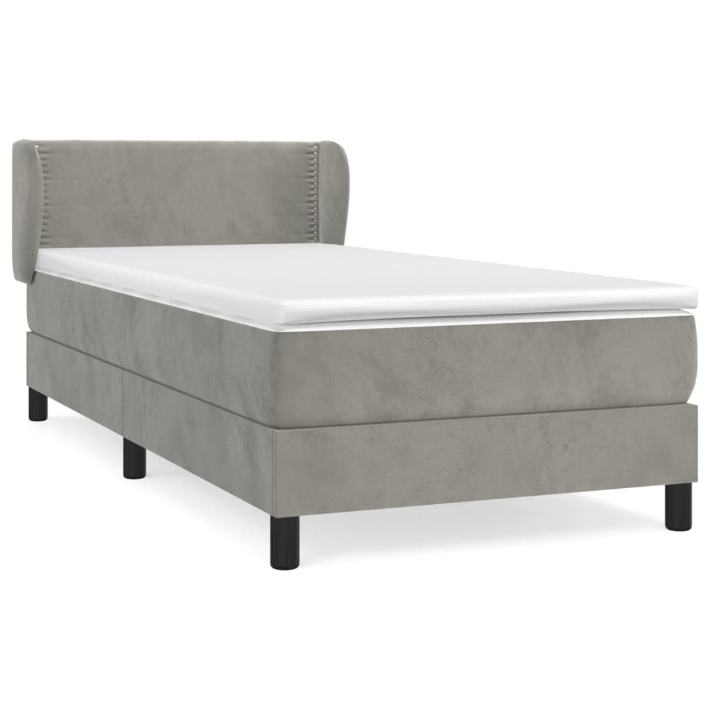 Thumbnail - vidaXL Boxspringbett mit Matratze Hellgrau 90x200 cm Samt