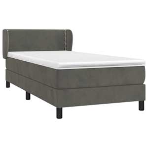 Box spring postel s matrací tmavě šedá 100x200 cm samet - obrázek 3