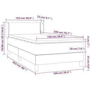 Box spring postel s matrací tmavě šedá 100x200 cm samet - obrázek 7