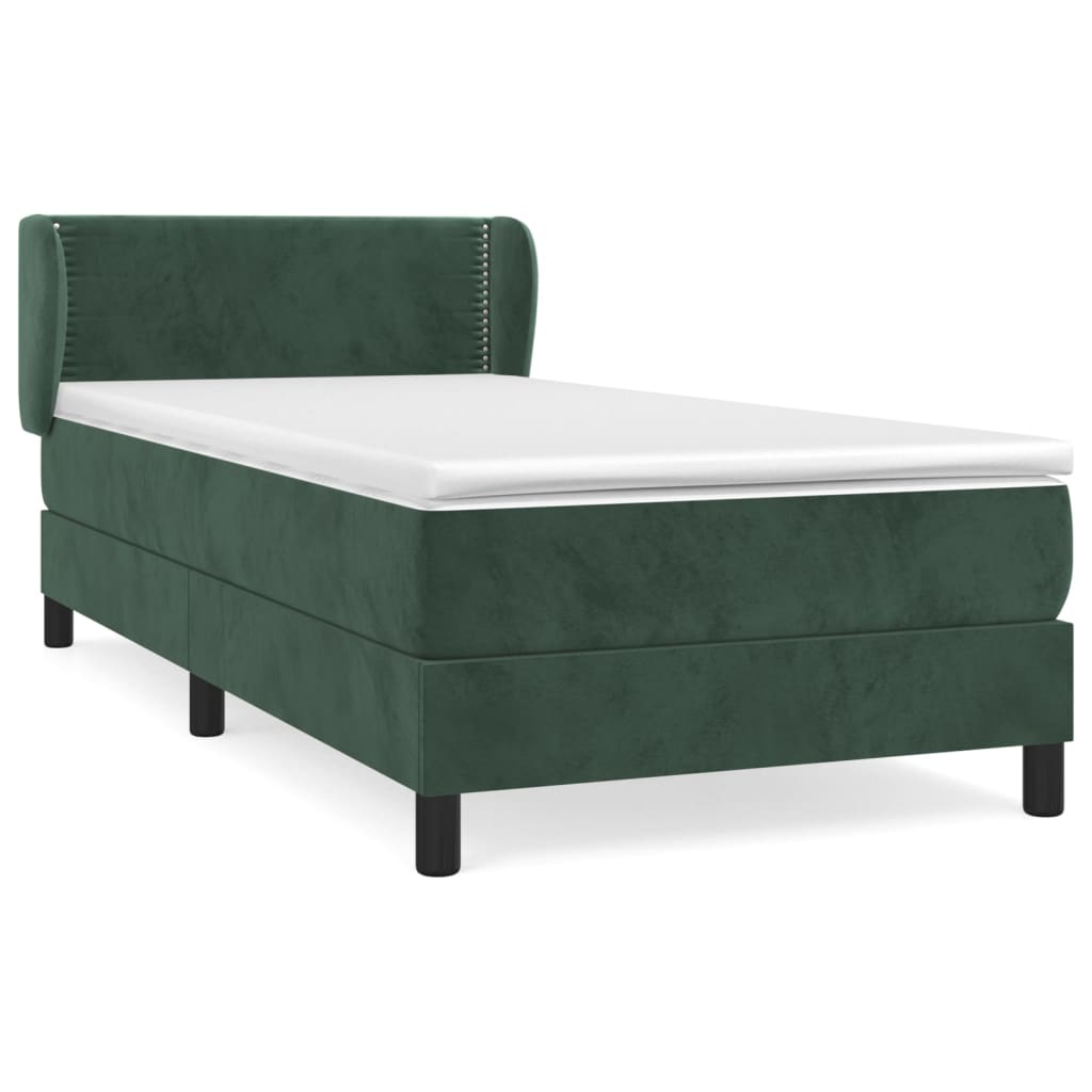 Thumbnail - vidaXL Boxspringbett mit Matratze Dunkelgrün 100x200 cm Samt