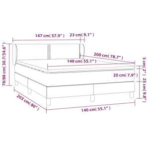 Box spring postel s matrací černá 140x200 cm samet - obrázek 7