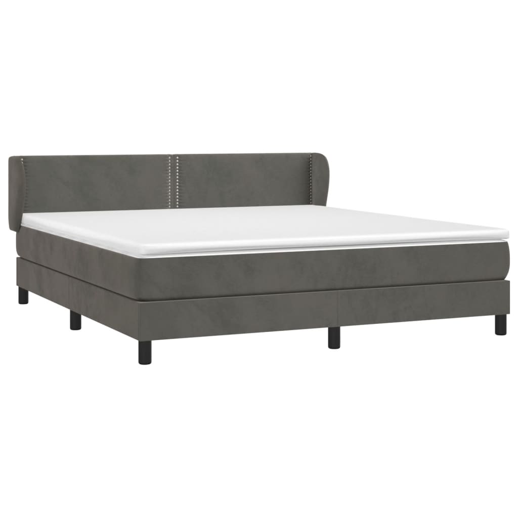 vidaXL Boxspring met matras fluweel donkergrijs 160x200 cm afbeelding