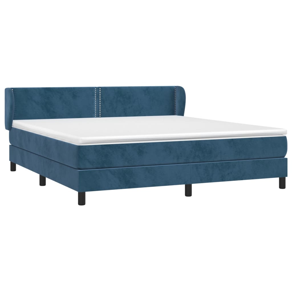 vidaXL Boxspring met matras fluweel donkerblauw 160x200 cm afbeelding