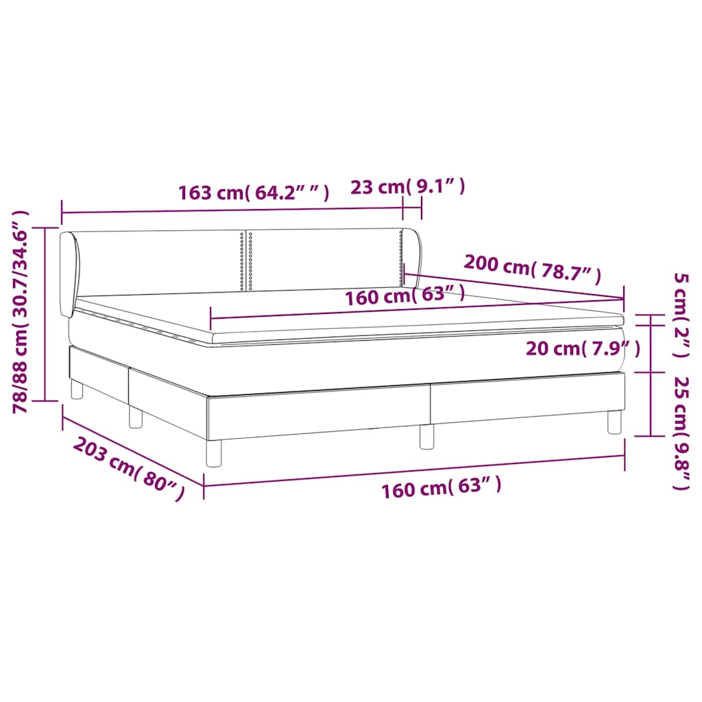 Box spring postelja z vzmetnico temno modra 160x200 cm žamet - slika 8