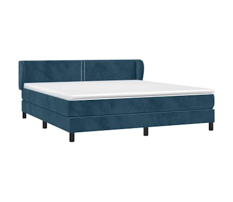 vidaXL Cama com molas/colch&atilde;o 180x200 cm veludo azul-escuro