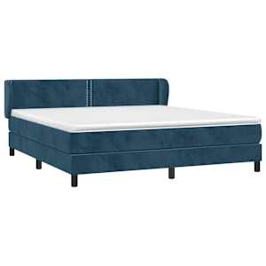 vidaXL Cama com molas/colch&atilde;o 180x200 cm veludo azul-escuro