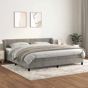 Box spring postel s matrací světle šedá 200x200 cm samet - obrázek 1