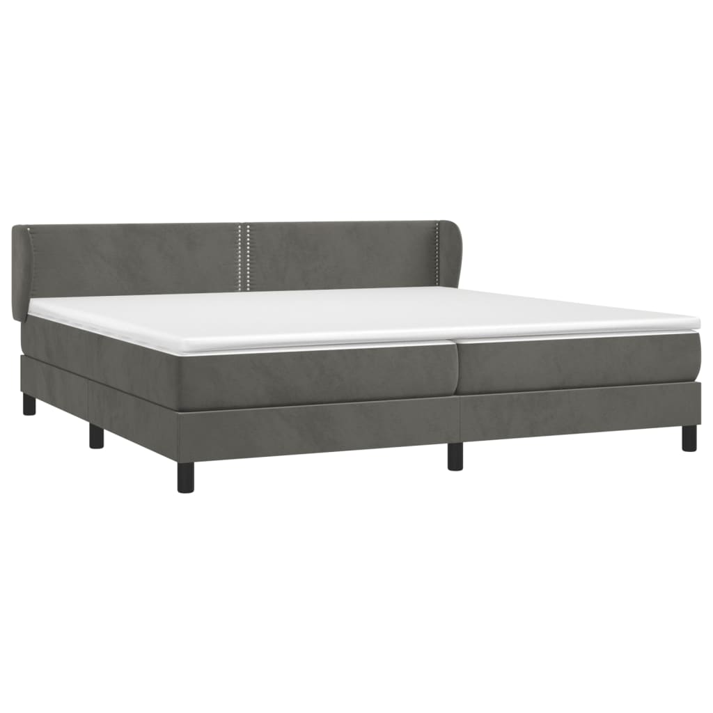 vidaXL Boxspring met matras fluweel donkergrijs 200x200 cm afbeelding