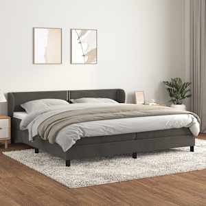 Box spring postel s matrací tmavě šedá 200x200 cm samet - obrázek 1
