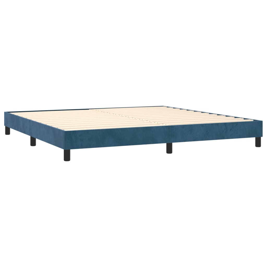 Box spring postel s matrací tmavě modrá 200x200 cm samet