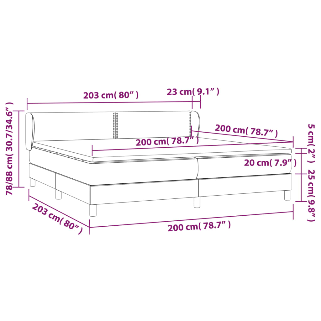 Box spring postel s matrací růžová 200x200 cm samet