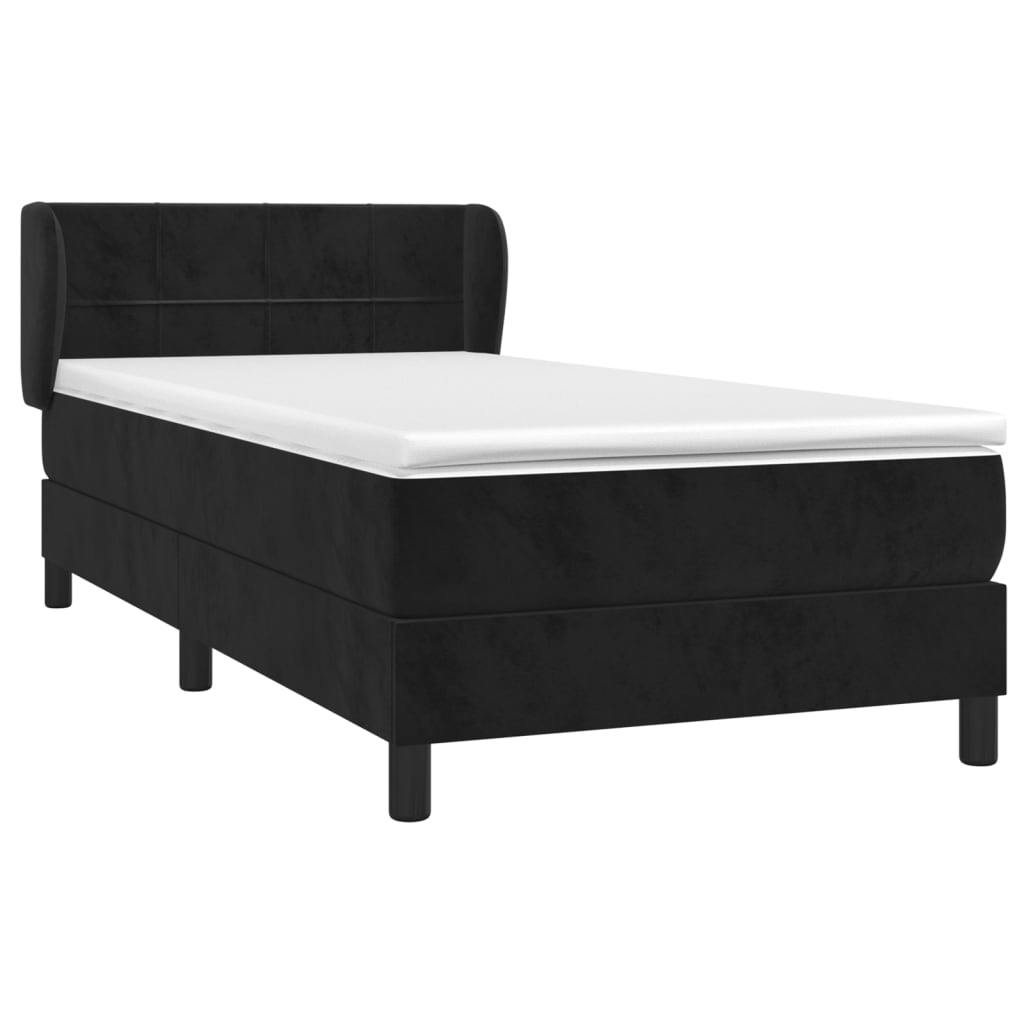 vidaXL Boxspring met matras fluweel zwart 80x200 cm afbeelding