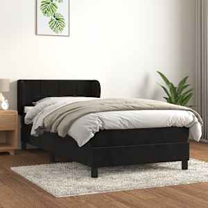 Box spring postel s matrací černá 80 x 200 cm samet - obrázek 1