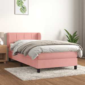Box spring postel s matrací růžová 80 x 200 cm samet - obrázek 1