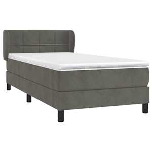 Box spring postel s matrací tmavě šedá 90x190 cm samet - obrázek 3