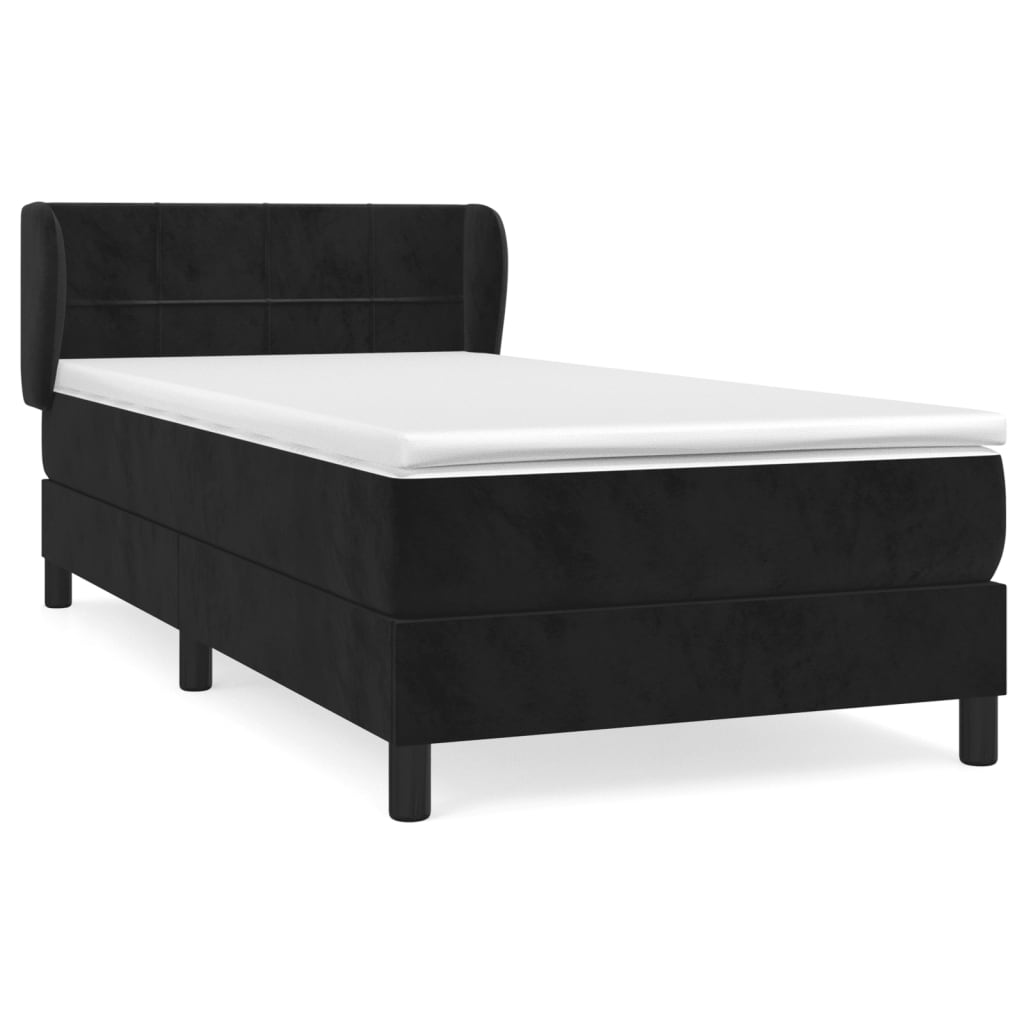 vidaXL Box spring postel s matrací černá 90x190 cm samet