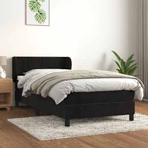Box spring postel s matrací černá 90x190 cm samet - obrázek 1