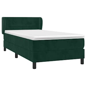 Box spring postel s matrací tmavě zelená 90x190 cm samet - obrázek 3