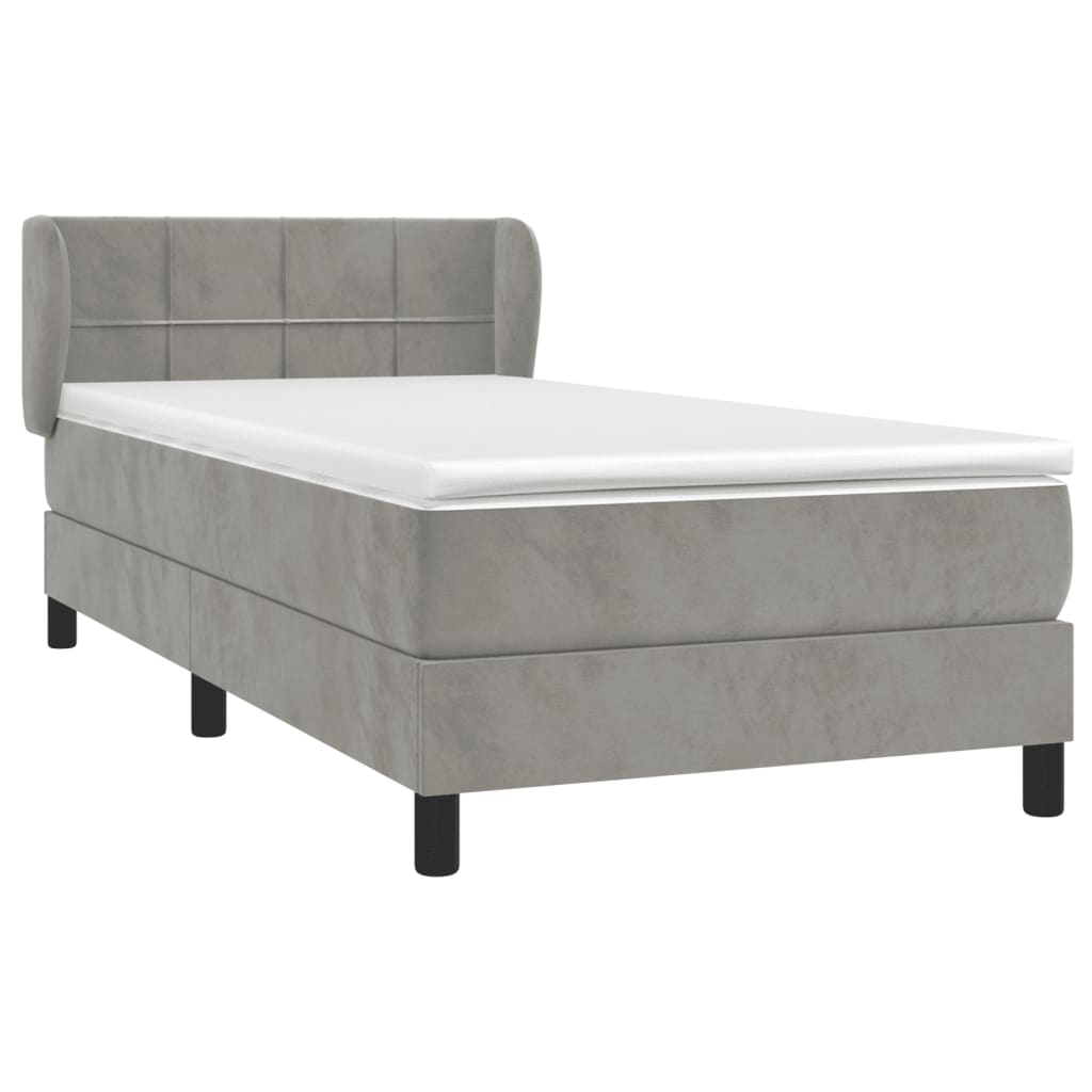 Thumbnail - vidaXL Boxspringbett mit Matratze Hellgrau 90x200 cm Samt
