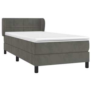Box spring postel s matrací tmavě šedá 90x200 cm samet - obrázek 3