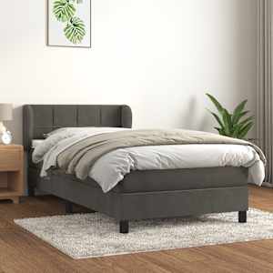 Box spring postel s matrací tmavě šedá 90x200 cm samet
