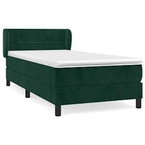 Box spring postel s matrací tmavě zelená 90x200 cm samet - obrázek 2