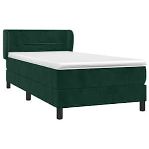 Box spring postel s matrací tmavě zelená 90x200 cm samet - obrázek 3