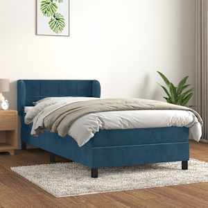 Box spring postel s matrací tmavě modrá 90x200 cm samet - obrázek 1