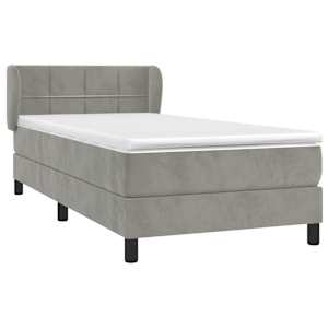 Box spring postel s matrací světle šedá 100x200 cm samet - obrázek 3