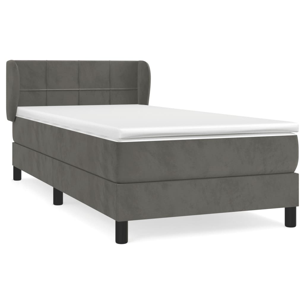 Thumbnail - vidaXL Boxspringbett mit Matratze Dunkelgrau 100x200 cm Samt