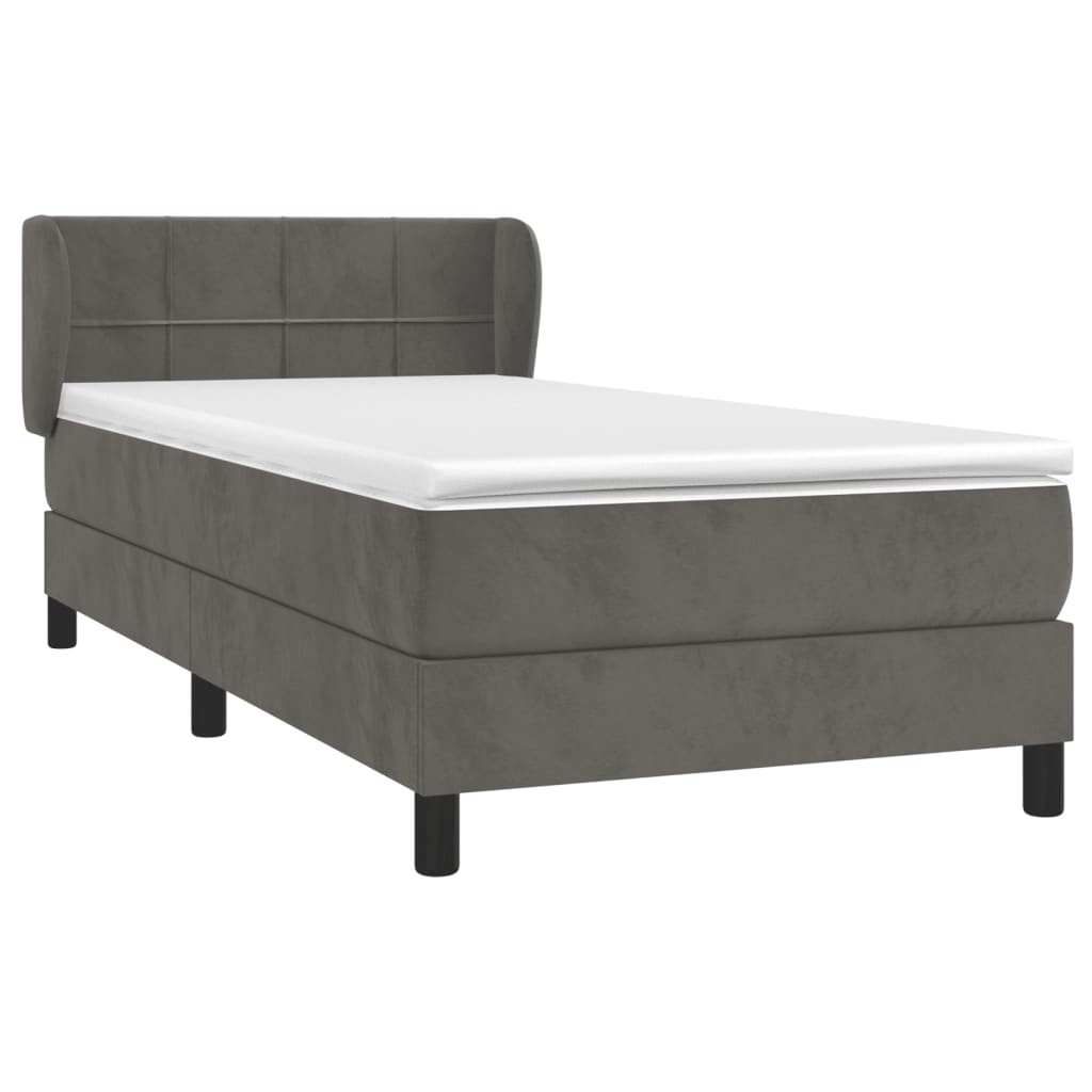 Thumbnail - vidaXL Boxspringbett mit Matratze Dunkelgrau 100x200 cm Samt