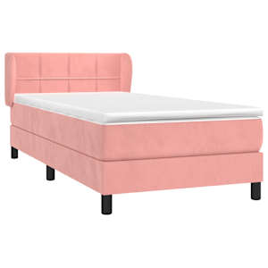 Box spring postel s matrací růžová 100x200 cm samet - obrázek 3