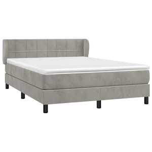 Box spring postel s matrací světle šedá 140x190 cm samet - obrázek 3
