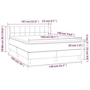 Box spring postel s matrací černá 140 x 190 cm samet - obrázek 7