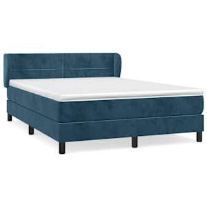 Box spring postel s matrací tmavě modrá 140x190 cm samet - obrázek 2