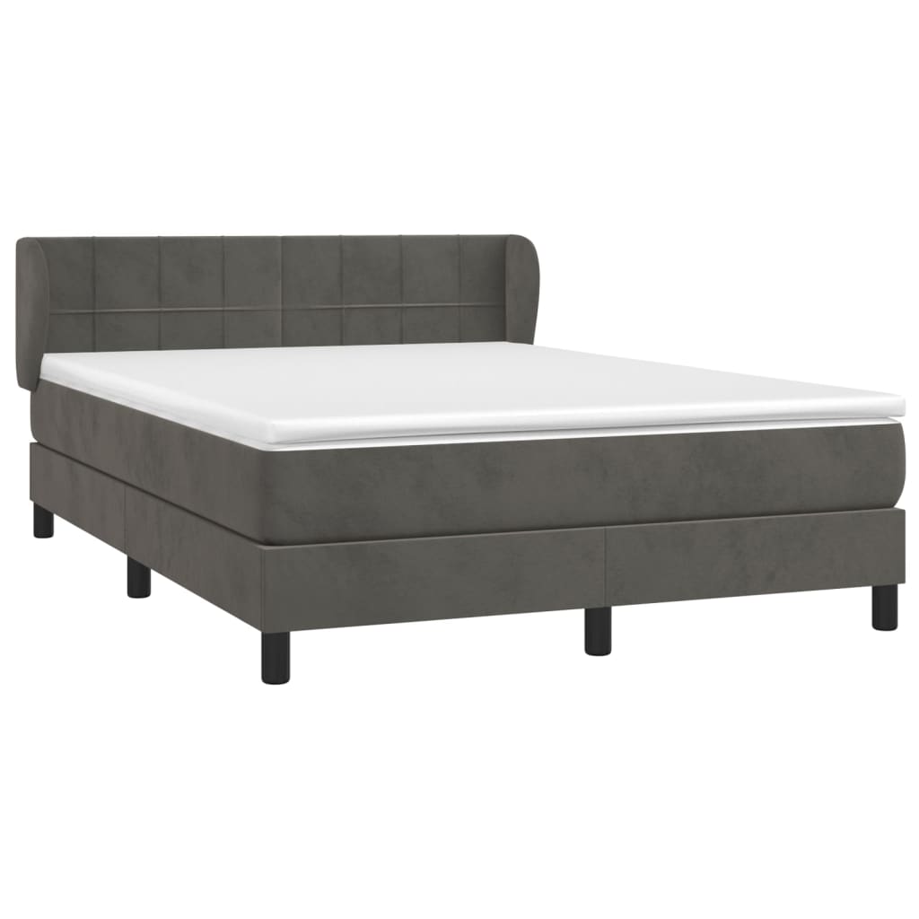 Box spring postelja z vzmetnico temno siva 140x200 cm žamet